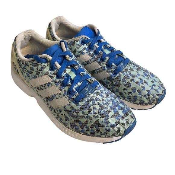adidas ZX Flux Men's 8.5 Blue Green Geometric Weave Multicolor Torsion Sneakers - Picture 2 of 16